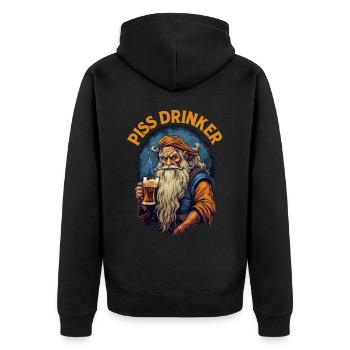 Piss Drinker 39 - Unisex Premium Bio Zip Hoodie - Schwarz - Hinten - Nico (187cm)