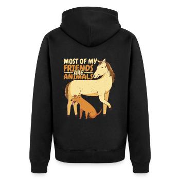 La plupart de mes amis sont des animaux 6 - Veste à capuche bio Premium Unisexe - noir - Dos - Nico (187cm)