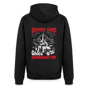 Summer Camp Chaos Coordinator 8 - Unisex Premium Bio Zip Hoodie - Schwarz - Hinten - Nico (187cm)
