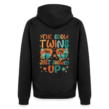 The Cool Twins Just Showed Up 32 - Unisex Premium Organic Zip Hoodie - black - Back - Nico (187cm)