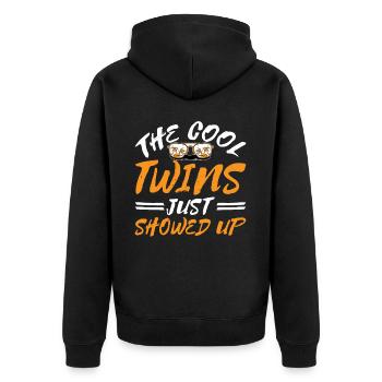 The Cool Twins Just Showed Up 33 - Unisex Premium Organic Zip Hoodie - black - Back - Nico (187cm)