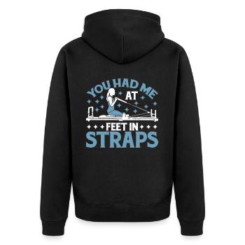 You Had Me At Feet In Straps 21 - Unisex Premium Organic Zip Hoodie - black - Back - Nico (187cm)