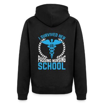 I Survived Her Passing Nursing School 27 - Unisex Premium Organic Zip Hoodie - black - Back - Nico (187cm)