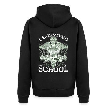 I Survived Her Passing Nursing School 28 - Unisex Premium Organic Zip Hoodie - black - Back - Nico (187cm)