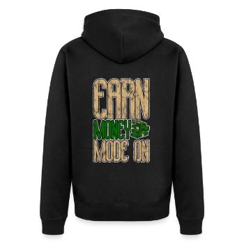 Earn Money Mode On 3 - Unisex Premium Bio Zip Hoodie - Schwarz - Hinten - Nico (187cm)