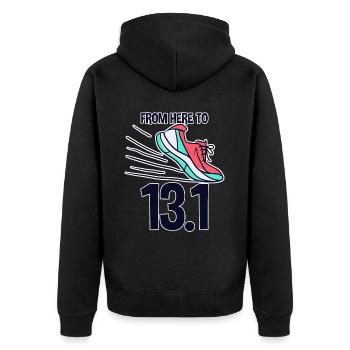 From Here To 13.1 2 - Unisex Premium Bio Zip Hoodie - Schwarz - Hinten - Nico (187cm)