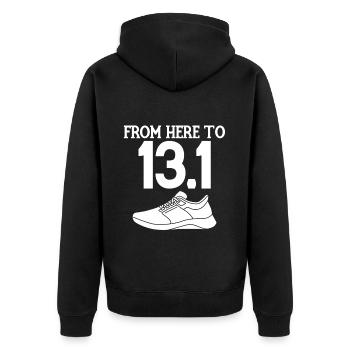 From Here To 13.1 4 - Unisex Premium Bio Zip Hoodie - Schwarz - Hinten - Nico (187cm)