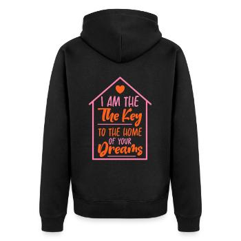 I Am The Key To The Home Of Your Dreams 2 - Unisex Premium Organic Zip Hoodie - black - Back - Nico (187cm)