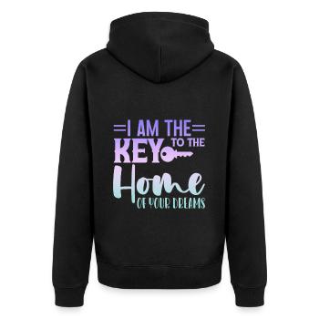 I Am The Key To The Home Of Your Dreams 4 - Unisex Premium Organic Zip Hoodie - black - Back - Nico (187cm)