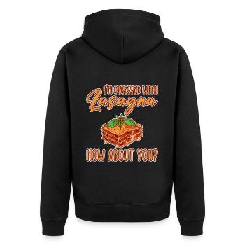 I'm Obsessed With Lasagna, How About You 2 - Unisex Premium Bio Zip Hoodie - Schwarz - Hinten - Nico (187cm)