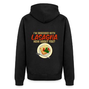 Je suis obsédé par les lasagnes, et toi 4 - Veste à capuche bio Premium Unisexe - noir - Dos - Nico (187cm)