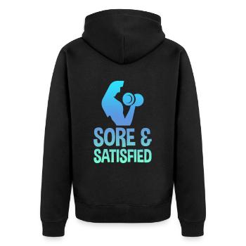 Sore And Satisfied 2 - Unisex Premium Organic Zip Hoodie - black - Back - Nico (187cm)