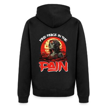 Trouver la paix dans la douleur 19 - Veste à capuche bio Premium Unisexe - noir - Dos - Nico (187cm)