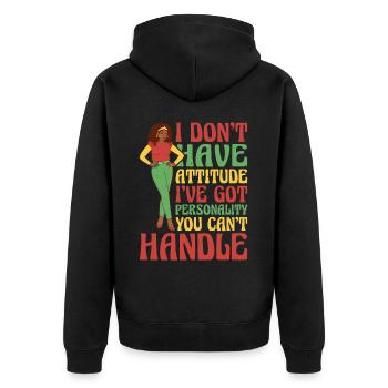 I Don't Have Attitude 13 - Unisex Premium Bio Zip Hoodie - Schwarz - Hinten - Nico (187cm)
