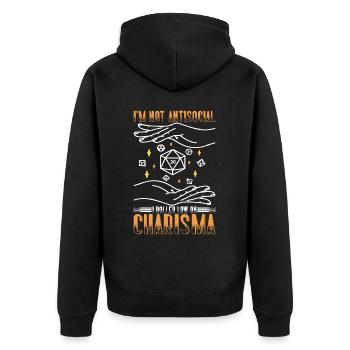 Je ne suis pas antisocial, j’ai roulé à court de charisme 9 - Veste à capuche bio Premium Unisexe - noir - Dos - Nico (187cm)