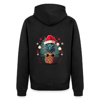 Ananas avec lunettes de soleil et chapeau de Père Noël - Veste à capuche bio Premium Unisexe - noir - Dos - Nico (187cm)