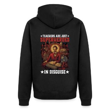 Teachers Are Just Superheroes In Disguise 21 - Unisex Premium Bio Zip Hoodie - Schwarz - Hinten - Nico (187cm)