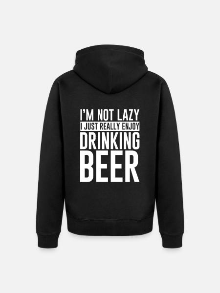 I Really Enjoy Drinking Beer - Unisex Premium Organic Zip Hoodie - black