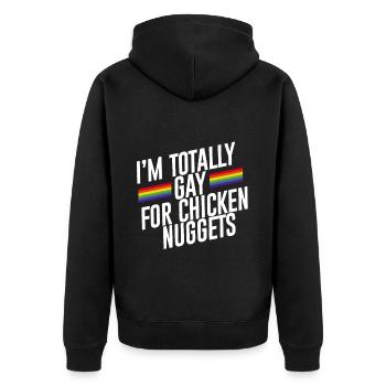 Je Suis Totalement Gay Pour Des Nuggets De Poulet 2 - Veste à capuche bio Premium Unisexe - noir - Dos - Nico (187cm)