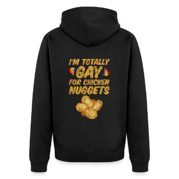 Je Suis Totalement Gay Pour Des Croquettes De Poulet 3 - Veste à capuche bio Premium Unisexe - noir - Dos - Nico (187cm)