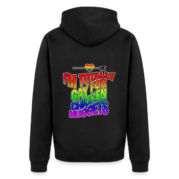 Je Suis Totalement Gay Pour Des Croquettes De Poulet 4 - Veste à capuche bio Premium Unisexe - noir - Dos - Nico (187cm)