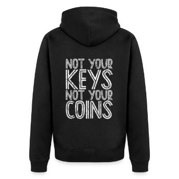 Not Your Keys Not Your Coins 3 - Unisex Premium Bio Zip Hoodie - Schwarz - Hinten - Nico (187cm)