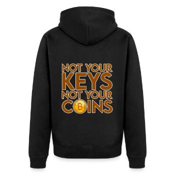 Not Your Keys Not Your Coins 4 - Unisex Premium Bio Zip Hoodie - Schwarz - Hinten - Nico (187cm)
