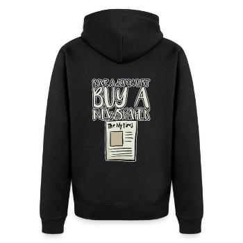 Sauver un journaliste, acheter un journal 4 - Veste à capuche bio Premium Unisexe - noir - Dos - Nico (187cm)