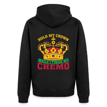 Tiens ma couronne pendant que je termine ma chimio 71 - Veste à capuche bio Premium Unisexe - noir - Dos - Nico (187cm)