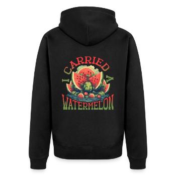 I Carried A Watermelon 17 - Unisex Premium Bio Zip Hoodie - Schwarz - Hinten - Nico (187cm)