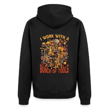 I Work With A Bunch Of Tools 26 - Unisex Premium Bio Zip Hoodie - Schwarz - Hinten - Nico (187cm)