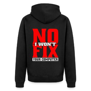 No, I Won't Fix Your Computer 20 - Unisex Premium Bio Zip Hoodie - Schwarz - Hinten - Nico (187cm)