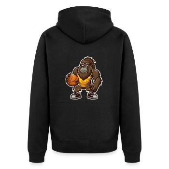 Gorilla Power Forward - Unisex Premium Bio Zip Hoodie - Schwarz - Hinten - Nico (187cm)