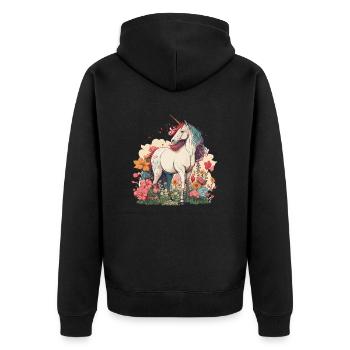 The Enchanted Field - Unisex Premium Organic Zip Hoodie - black - Back - Nico (187cm)
