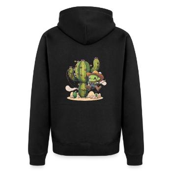 Kaktus-Rodeo - Unisex Premium Bio Zip Hoodie - Schwarz - Hinten - Nico (187cm)