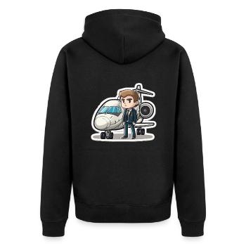 The Aviator - Unisex Premium Organic Zip Hoodie - black - Back - Nico (187cm)