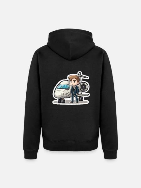 Der Flieger - Unisex Premium Bio Zip Hoodie - Schwarz