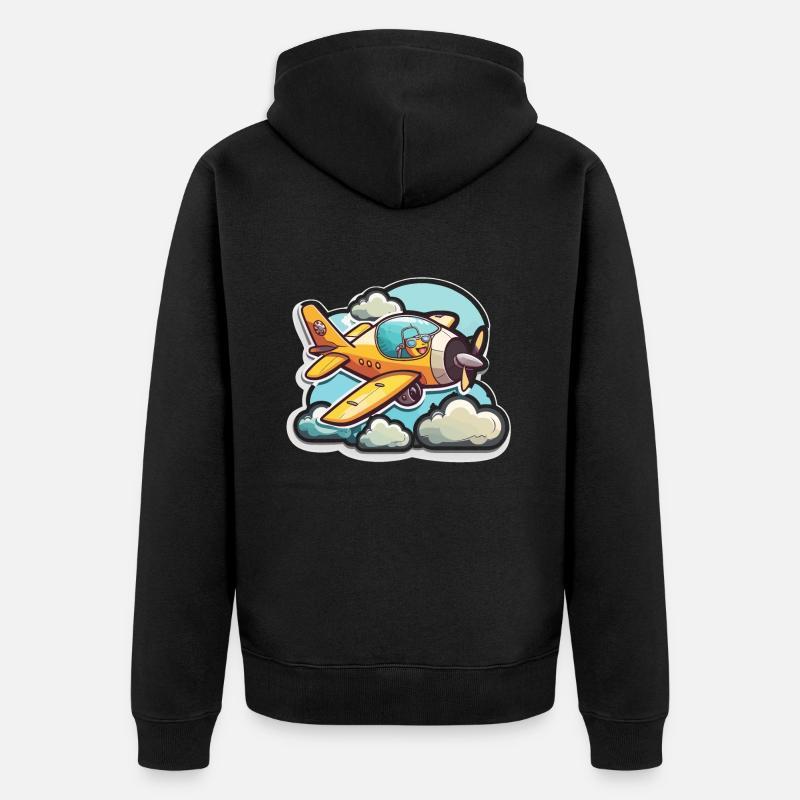 Die Geschichte der Luftfahrt - Unisex Premium Bio Zip Hoodie - Schwarz