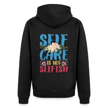 Prendre soin de soi n’est pas égoïste 4 - Veste à capuche bio Premium Unisexe - noir - Dos - Nico (187cm)