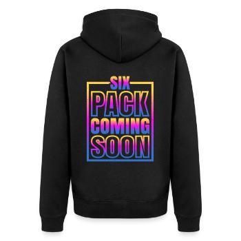 Six Pack Coming Soon 62 - Unisex Premium Organic Zip Hoodie - black - Back - Nico (187cm)