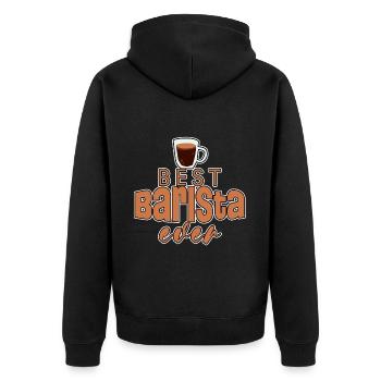 Best Barista Ever 2 - Unisex Premium Bio Zip Hoodie - Schwarz - Hinten - Nico (187cm)
