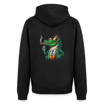 Krokodil - Unisex Premium Bio Zip Hoodie - Schwarz - Hinten - Nico (187cm)