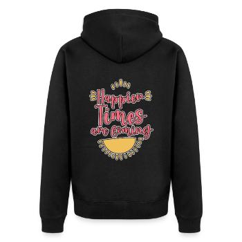 Happier Times Are Coming 4 - Unisex Premium Organic Zip Hoodie - black - Back - Nico (187cm)
