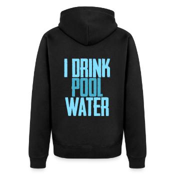 I Drink Pool Water 3 - Unisex Premium Organic Zip Hoodie - black - Back - Nico (187cm)