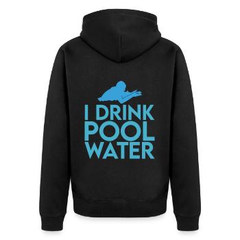 I Drink Pool Water 4 - Unisex Premium Organic Zip Hoodie - black - Back - Nico (187cm)
