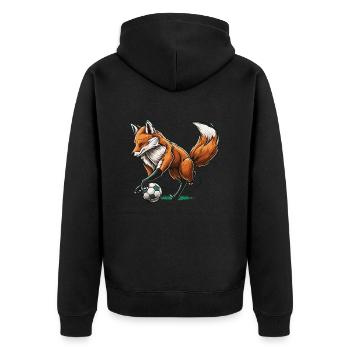 Schlauer Stürmer - Unisex Premium Bio Zip Hoodie - Schwarz - Hinten - Nico (187cm)