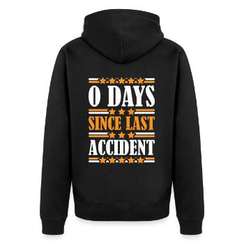 0 Days Since Last Accident 22 - Unisex Premium Bio Zip Hoodie - Schwarz - Hinten - Nico (187cm)