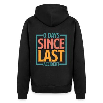 0 Days Since Last Accident 21 - Unisex Premium Bio Zip Hoodie - Schwarz - Hinten - Nico (187cm)