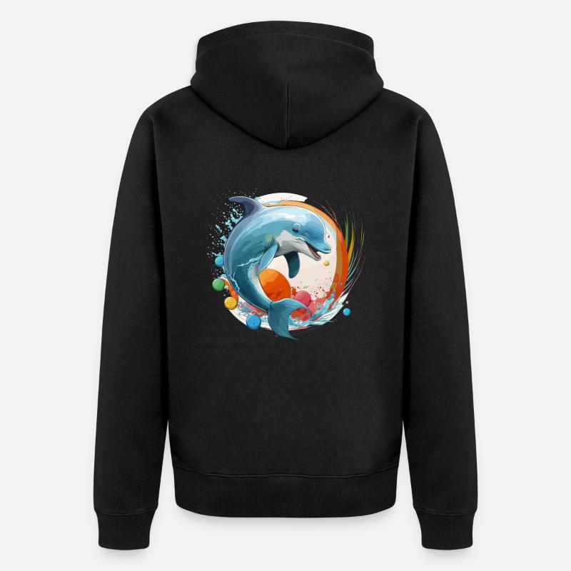 Spritziger Spaß - Unisex Premium Bio Zip Hoodie - Schwarz