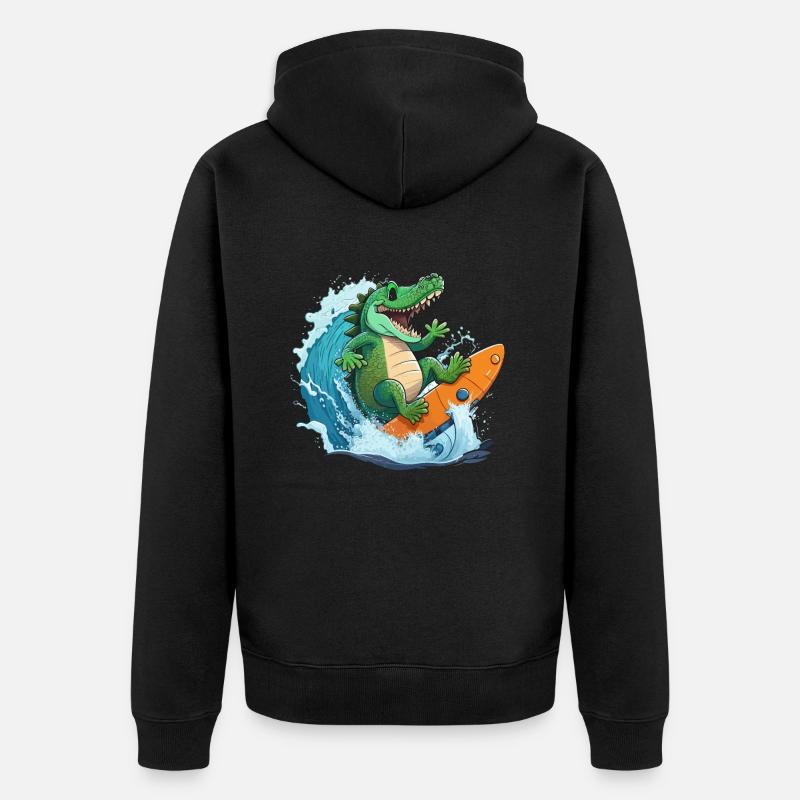 Croco sur la plage - Veste à capuche bio Premium Unisexe - noir